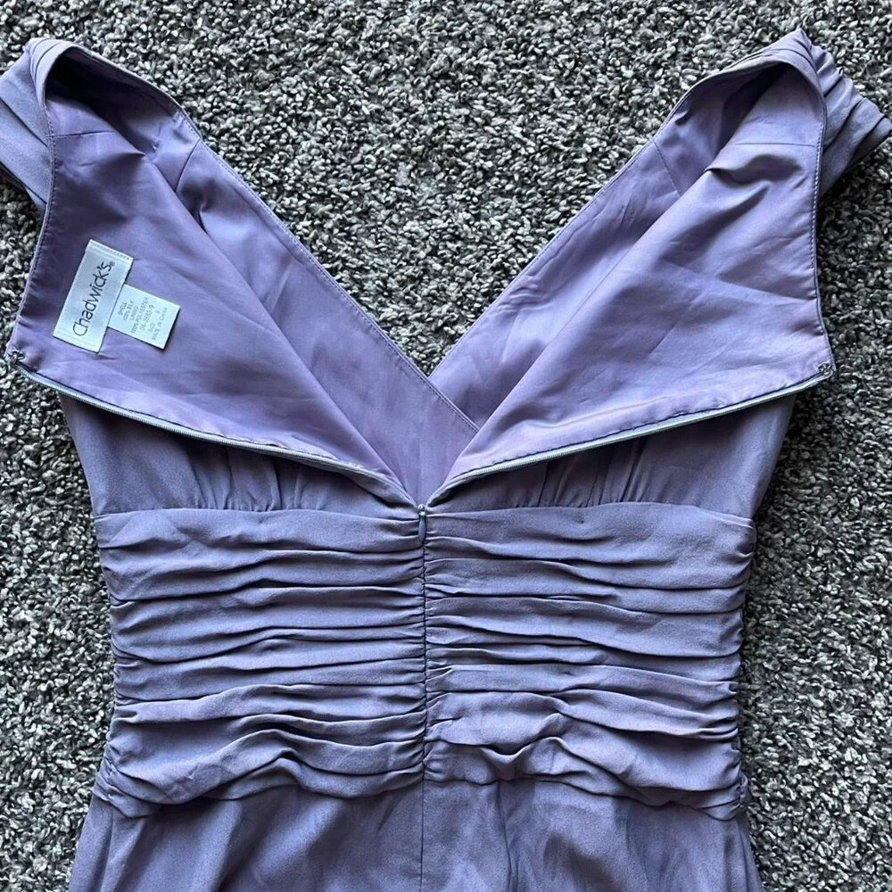 Vintage Lavender Purple Chadwicks 100% Silk 8 Maxi Prom Dress Eveningwear Formal - Picture 5 of 8